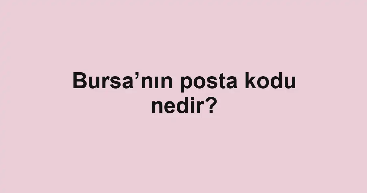 Bursa’nın posta kodu nedir?