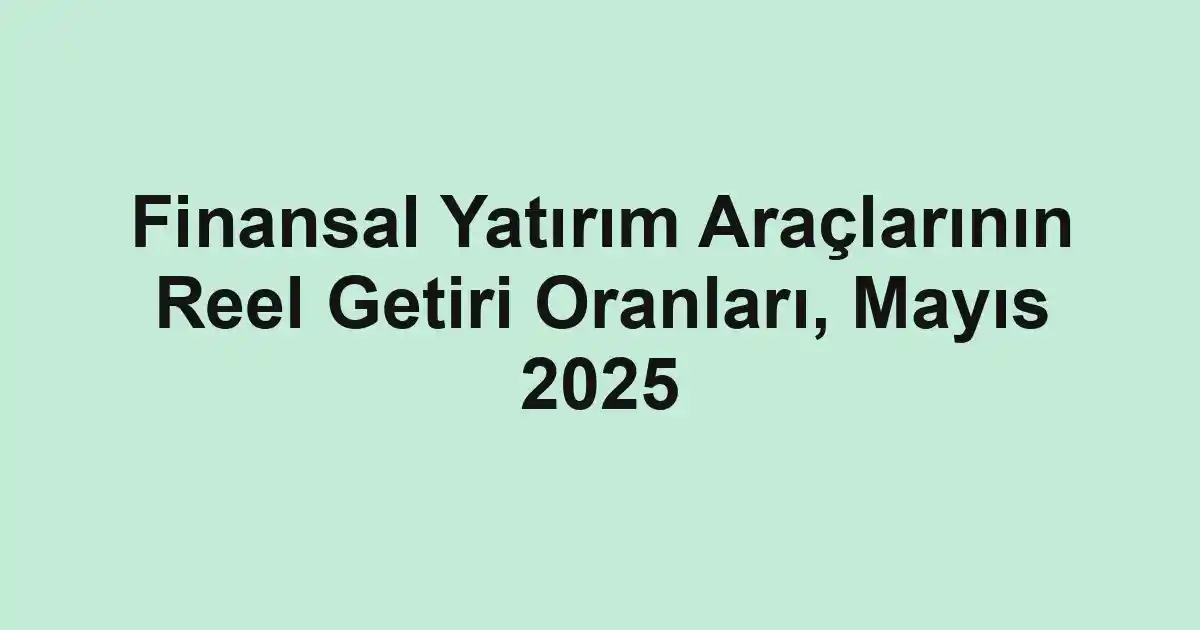 Finansal Yatırım Araçlarının Reel Getiri Oranları, Mayıs 2025